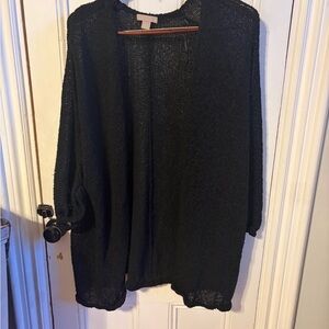 H&M Black Open-Front Longline Cardigan Duster Sweater Womens XL